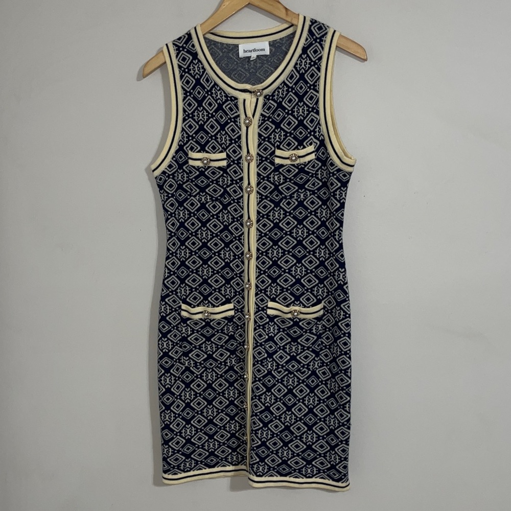 heartloom tavi sleeveless button down sweater dress Large